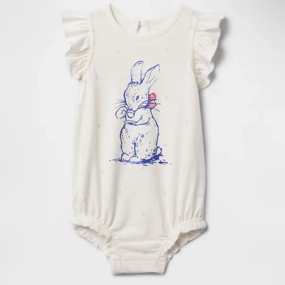 GAP White and Blue Bunny One Piece rabbit